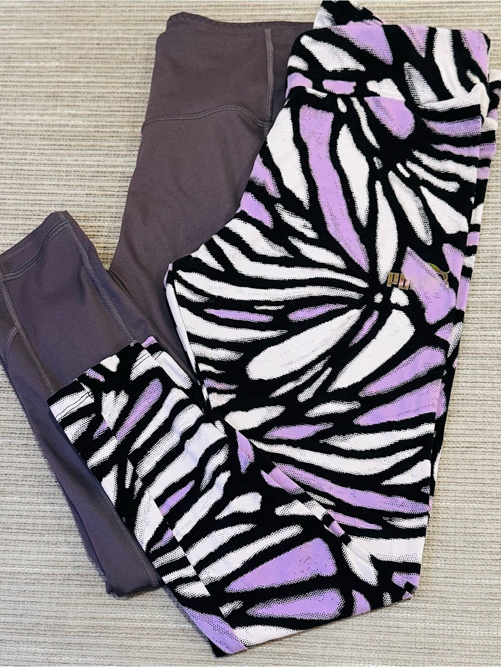 Puma & Victoria's Secret Leggings Lot 2 Pc Size M Purple Active - Picture 9 of 10